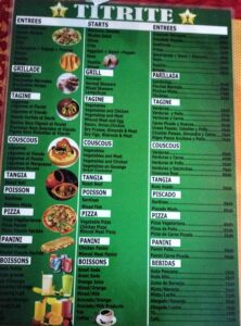 Menu restaurant titrite marrakech medina